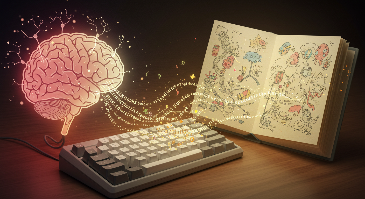 A visual representation of an AI generating story text