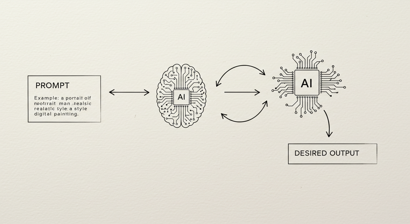 Conceptual graphic of AI learning from example prompts
