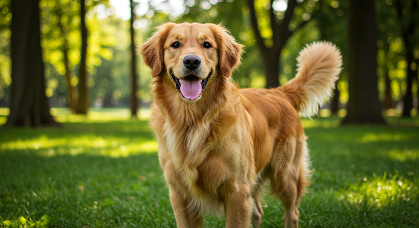 Example AI image of a golden retriever in a park